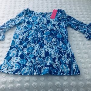 Lilly Pulitzer Waverly Ruffle Top in Blue